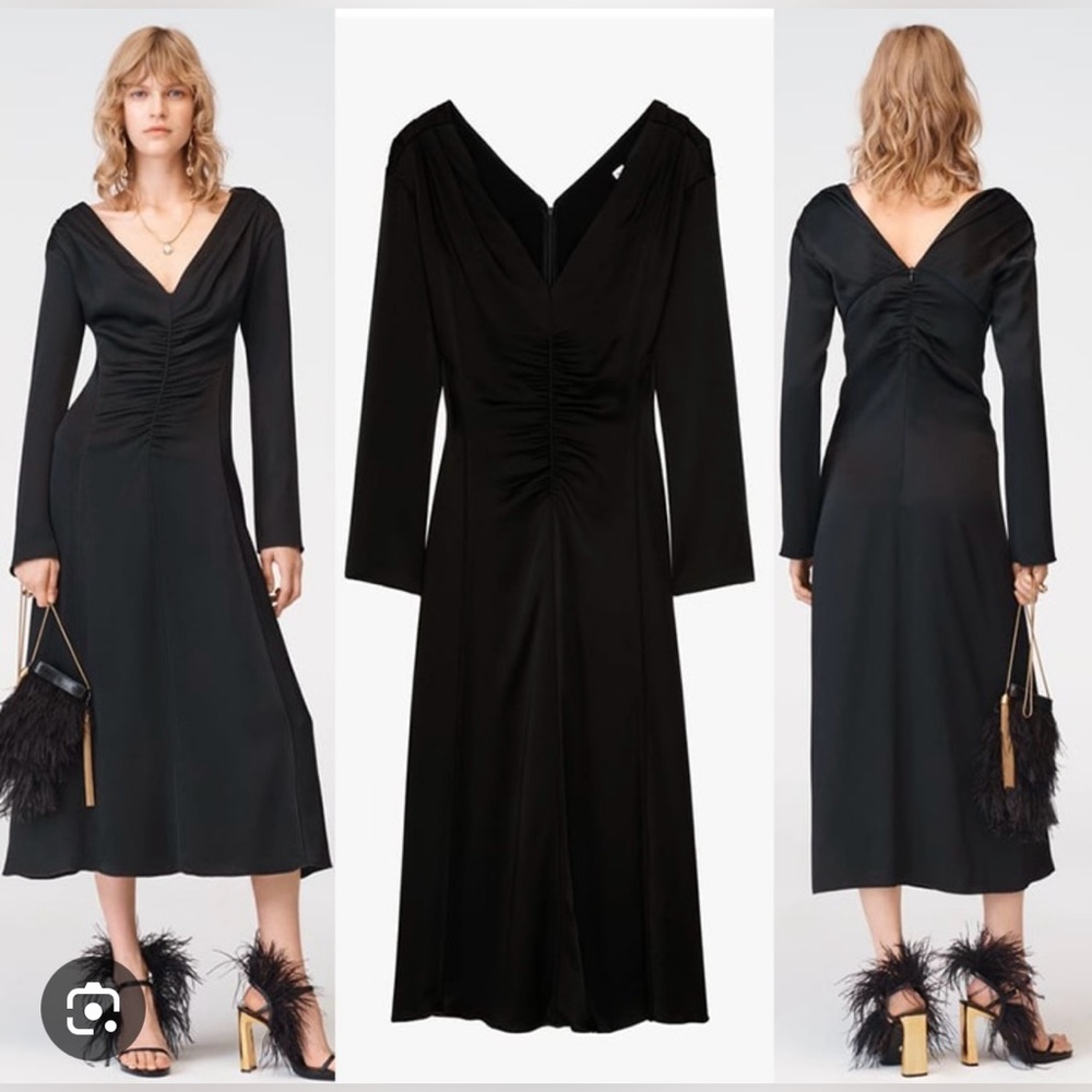NWT Zara Limited Edition Collection Black Ruched Dress XS (8136/742)